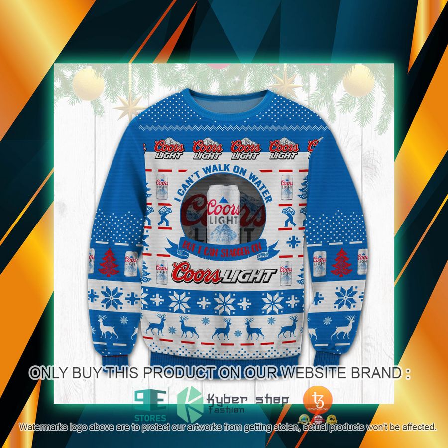i cant walk on water but i can stagger on on coors light ugly sweater 1 21308