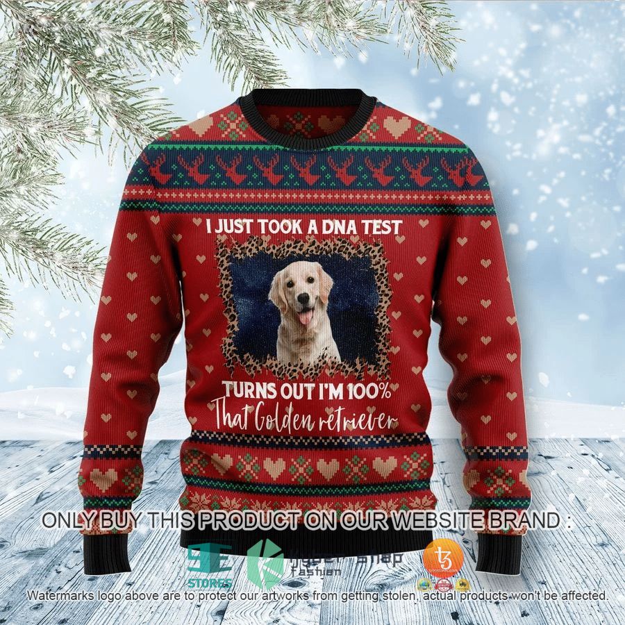 i just took a dna test golden retriever dog ugly christmas sweater 1 77973