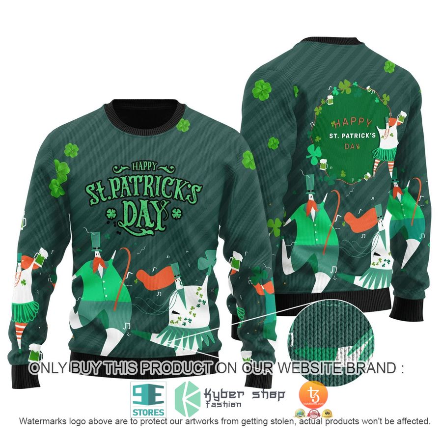 irish saint patrick day green clover ugly christmas sweater 1 16092