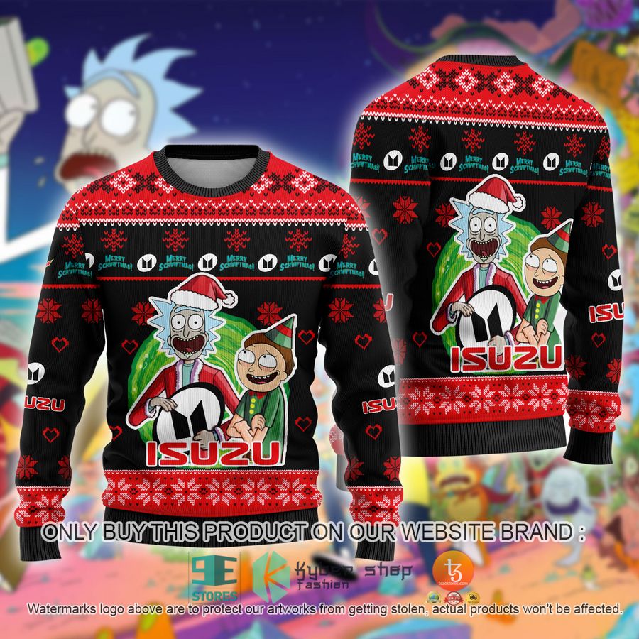 isuzu car rick and morty ugly christmas sweater 1 22108