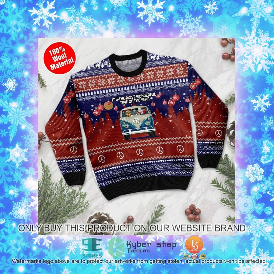 NEW It's The Most Wonderful Time Of The Year Santa Claus In Hippie Car Christmas Sweatshirt, Sweater 11 its the most wonderful time of the year santa claus in hippie car christmas ugly sweater 11 53926