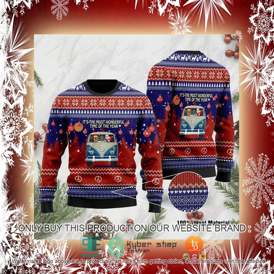 NEW It's The Most Wonderful Time Of The Year Santa Claus In Hippie Car Christmas Sweatshirt, Sweater 4 its the most wonderful time of the year santa claus in hippie car christmas ugly sweater 4 73768