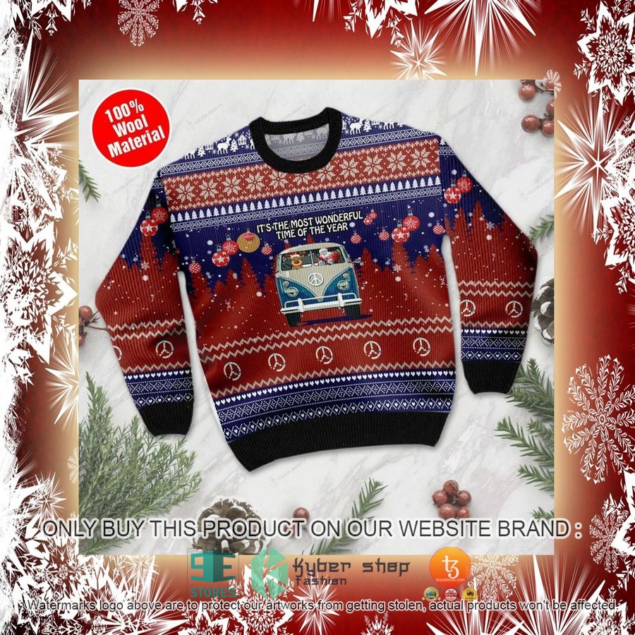 NEW It's The Most Wonderful Time Of The Year Santa Claus In Hippie Car Christmas Sweatshirt, Sweater 5 its the most wonderful time of the year santa claus in hippie car christmas ugly sweater 5 40454