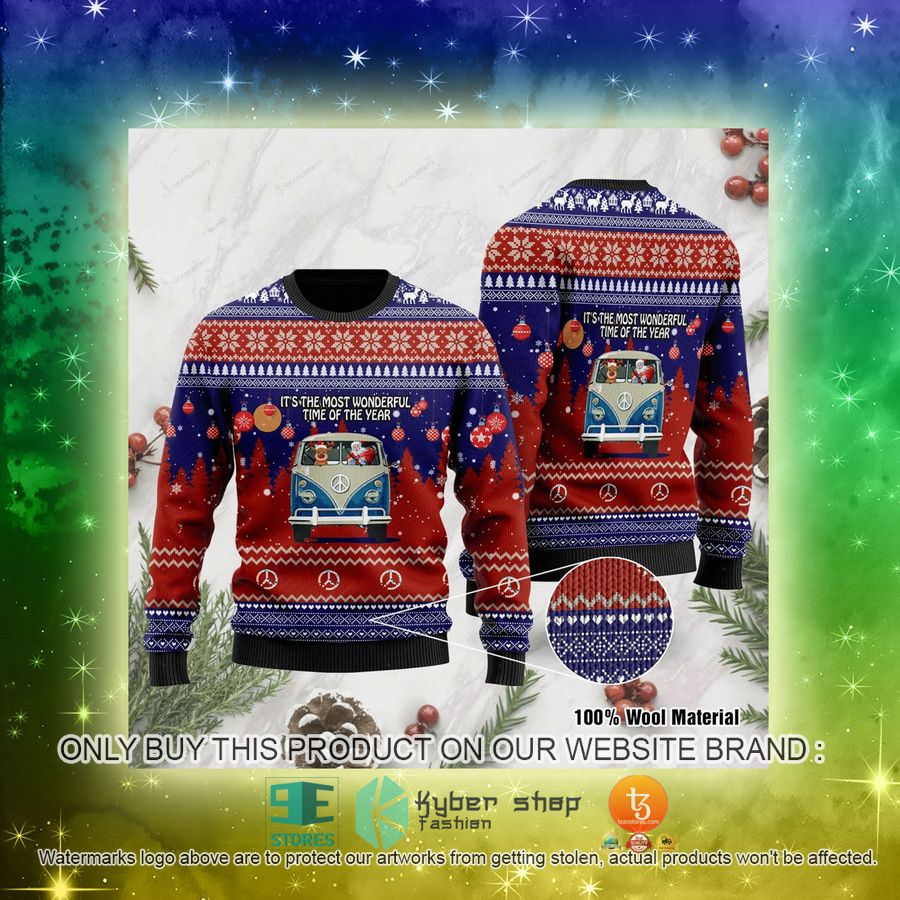 NEW It's The Most Wonderful Time Of The Year Santa Claus In Hippie Car Christmas Sweatshirt, Sweater 7 its the most wonderful time of the year santa claus in hippie car christmas ugly sweater 7 48687