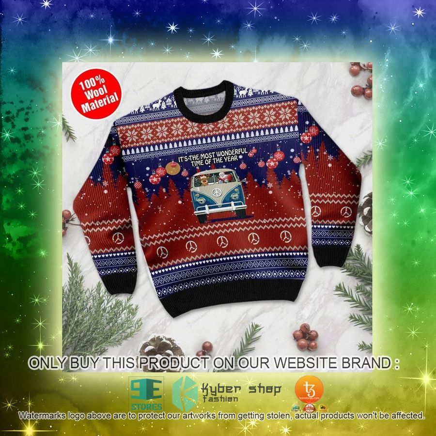 NEW It's The Most Wonderful Time Of The Year Santa Claus In Hippie Car Christmas Sweatshirt, Sweater 8 its the most wonderful time of the year santa claus in hippie car christmas ugly sweater 8 48875