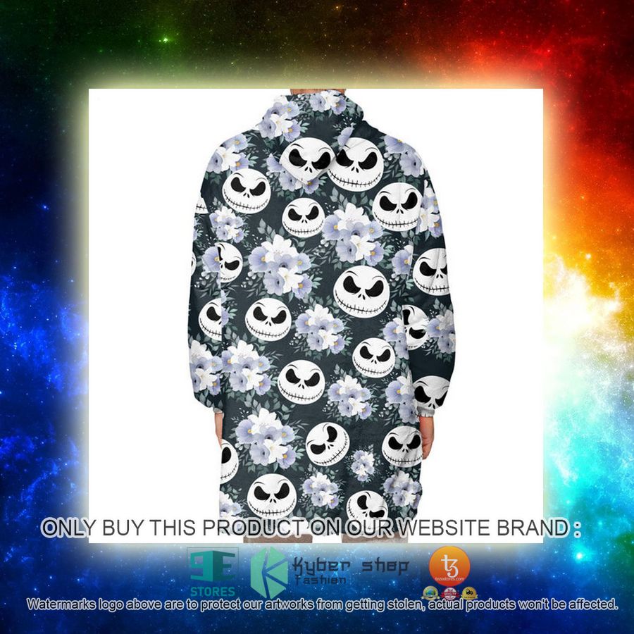 NEW Jack Skellington Face Flowers Fleece Hoodie Blanket 11 jack skellington face flowers sherpa hoodie blanket 11 48248