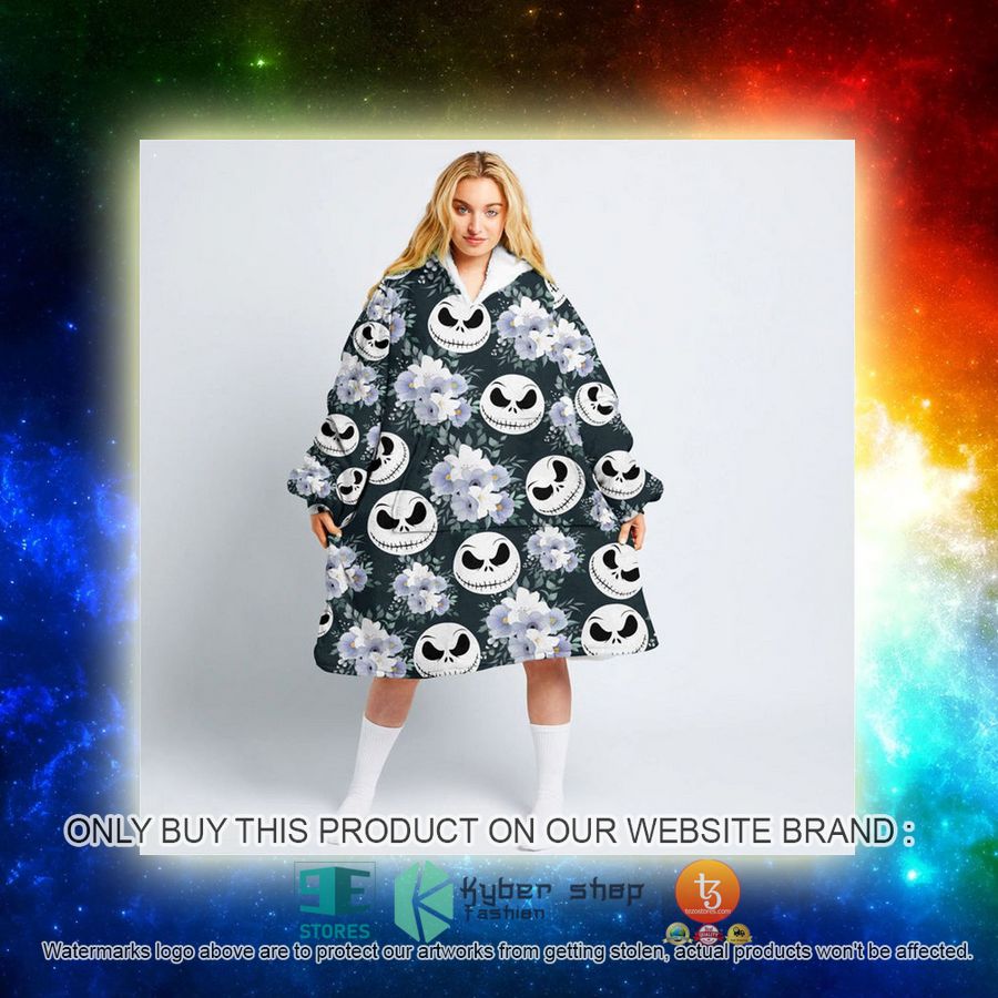 NEW Jack Skellington Face Flowers Fleece Hoodie Blanket 12 jack skellington face flowers sherpa hoodie blanket 12 24709