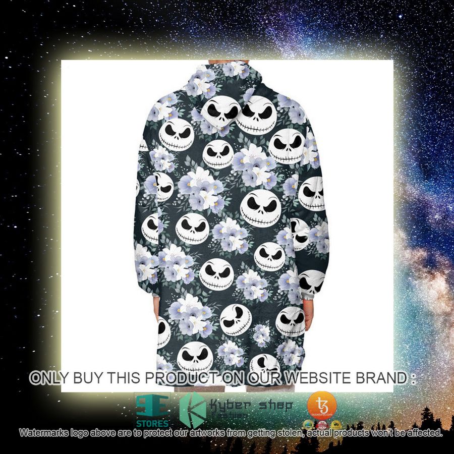 NEW Jack Skellington Face Flowers Fleece Hoodie Blanket 15 jack skellington face flowers sherpa hoodie blanket 15 50072