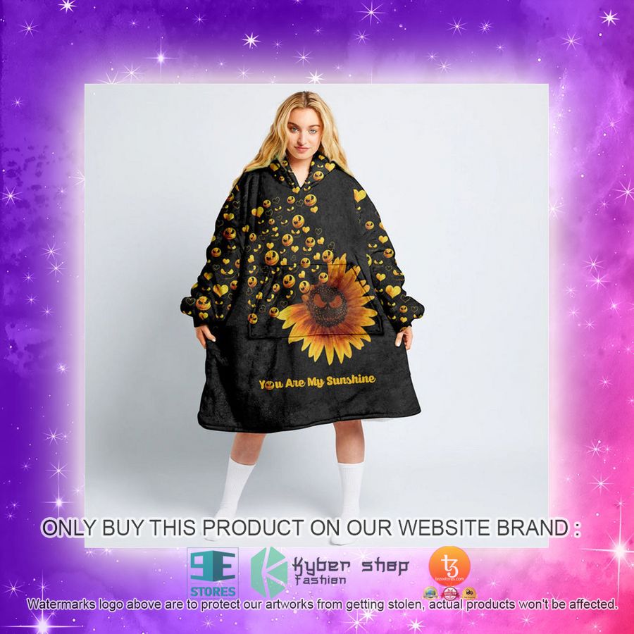 NEW Jack Skellington Sunflowers You Are My Sunshine Fleece Hoodie Blanket 2 jack skellington sunflowers you are my sunshine sherpa hoodie blanket 2 42273