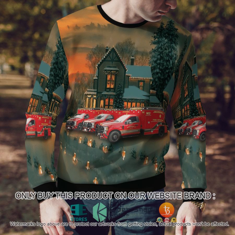 NEW Jacksonville Fire Rescue Department Christmas Sweatshirt, Sweater 8 jacksonville fire rescue department christmas sweater sweatshirt 8 93403