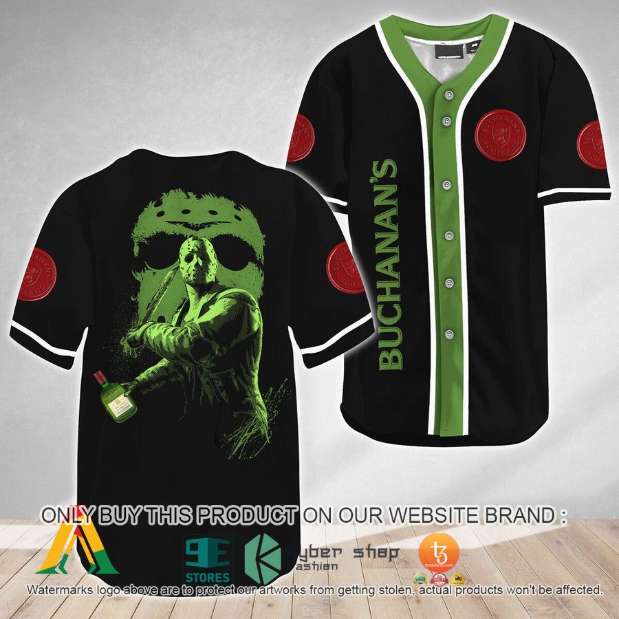NEW Jason Voorhees Friday The 13th Buchanan's Whisky Baseball Shirt 9 jason voorhees friday the 13th buchanans whisky baseball jersey 1 26115