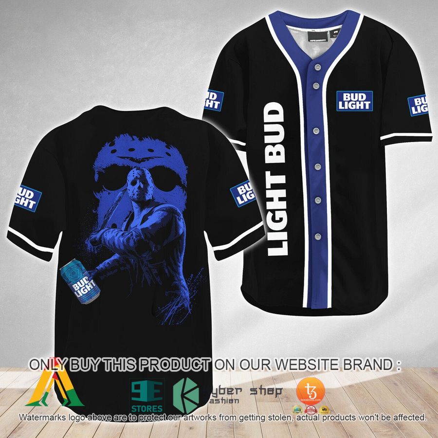 NEW Jason Voorhees Friday The 13th Bud Light Baseball Shirt 1 jason voorhees friday the 13th bud light baseball jersey 1 54212
