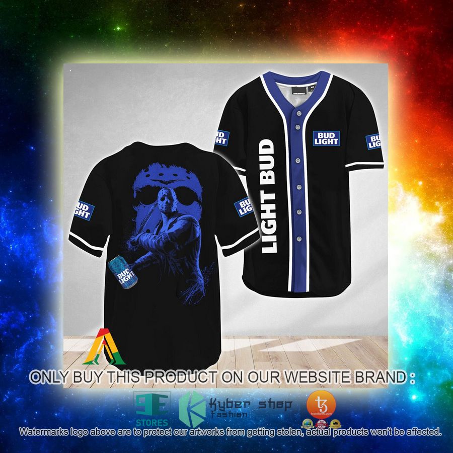 NEW Jason Voorhees Friday The 13th Bud Light Baseball Shirt 3 jason voorhees friday the 13th bud light baseball jersey 3 17740