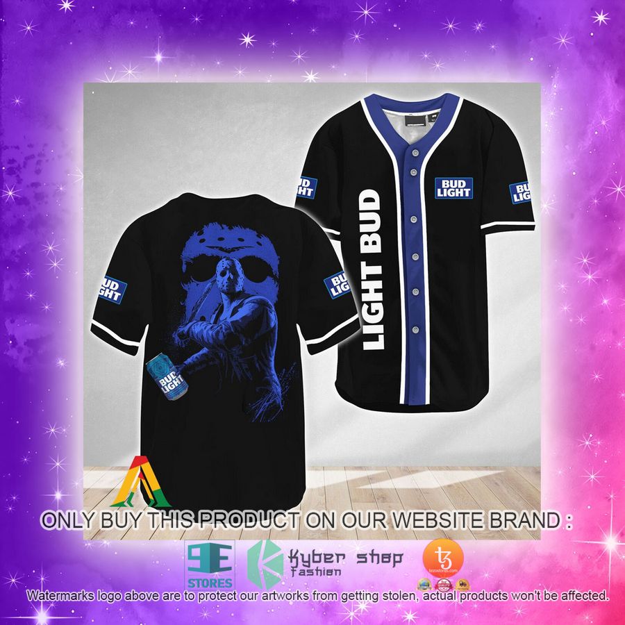 NEW Jason Voorhees Friday The 13th Bud Light Baseball Shirt 4 jason voorhees friday the 13th bud light baseball jersey 4 71959