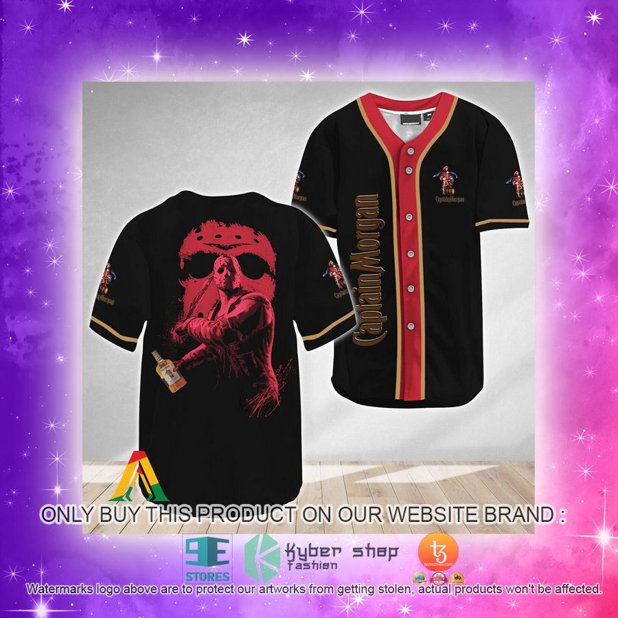 NEW Jason Voorhees Friday The 13th Captain Morgan Baseball Shirt 4 jason voorhees friday the 13th captain morgan baseball jersey 4 87456