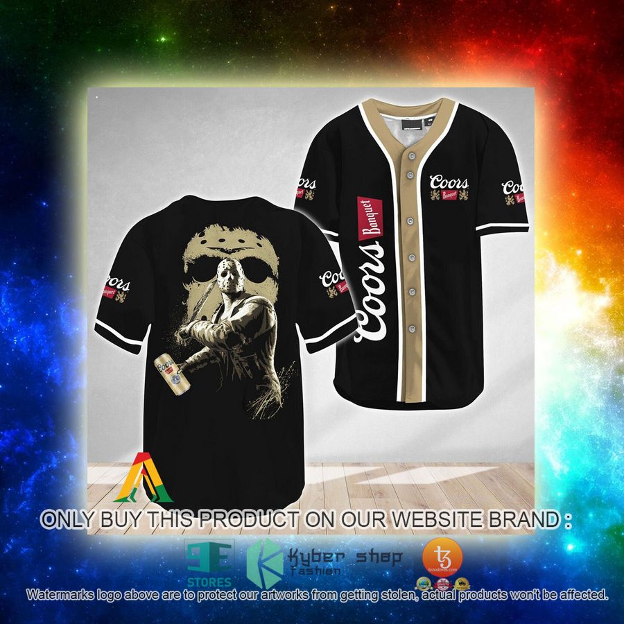 NEW Jason Voorhees Friday The 13th Coors Banquet Baseball Shirt 3 jason voorhees friday the 13th coors banquet baseball jersey 3 79701