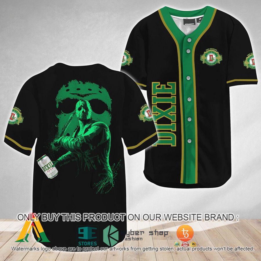 NEW Jason Voorhees Friday The 13th Dixie Beer Baseball Shirt 1 jason voorhees friday the 13th dixie beer baseball jersey 1 9882
