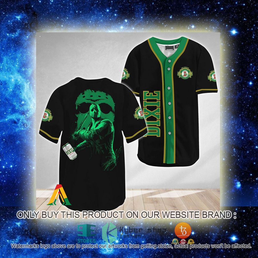 NEW Jason Voorhees Friday The 13th Dixie Beer Baseball Shirt 2 jason voorhees friday the 13th dixie beer baseball jersey 2 81228