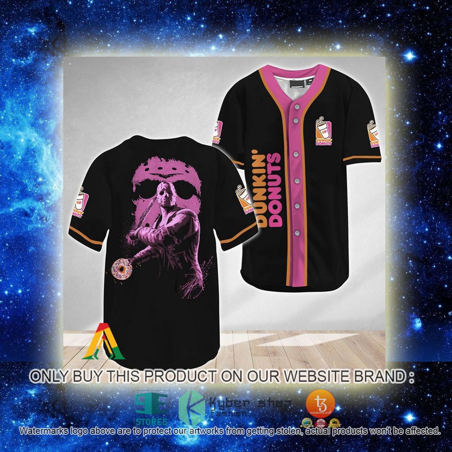 NEW Jason Voorhees Friday The 13th Dunkin Donuts Baseball Shirt 2 jason voorhees friday the 13th dunkin donuts baseball jersey 2 29071