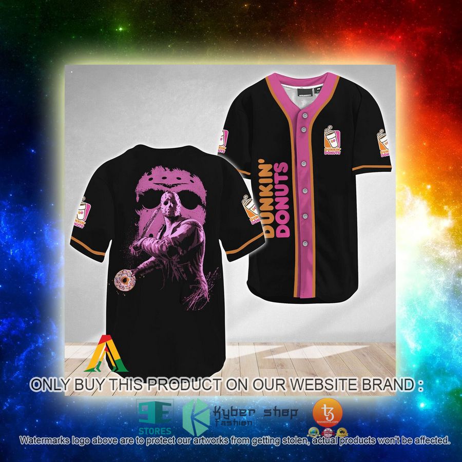 NEW Jason Voorhees Friday The 13th Dunkin Donuts Baseball Shirt 3 jason voorhees friday the 13th dunkin donuts baseball jersey 3 31442