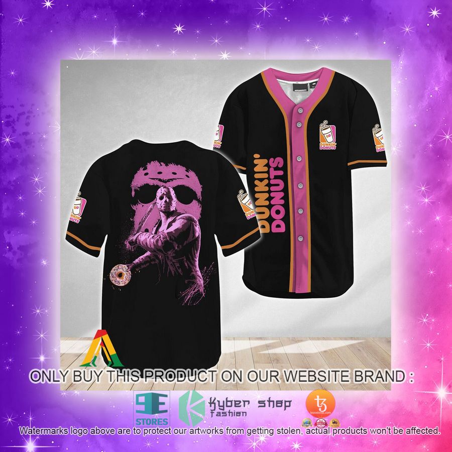 NEW Jason Voorhees Friday The 13th Dunkin Donuts Baseball Shirt 4 jason voorhees friday the 13th dunkin donuts baseball jersey 4 99264