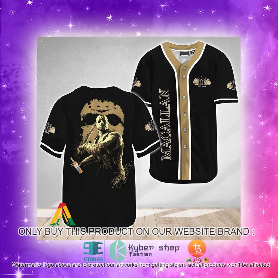 NEW Jason Voorhees Friday The 13th Macallan Whiskey Baseball Shirt 4 jason voorhees friday the 13th macallan whiskey baseball jersey 4 55093