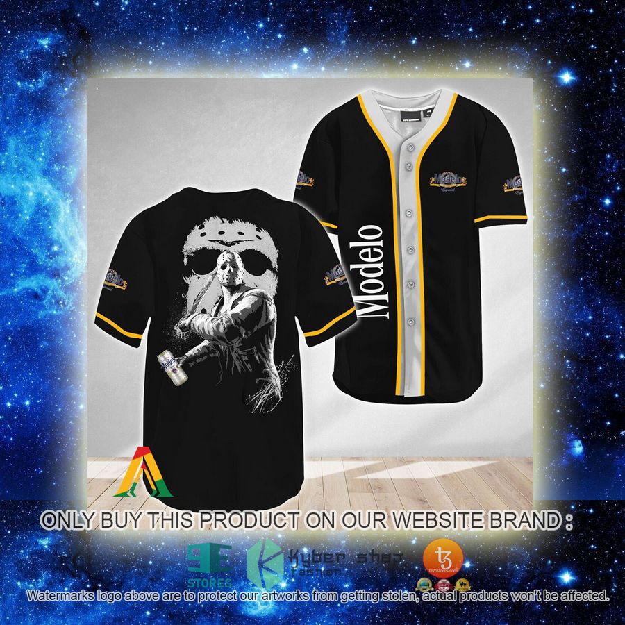 NEW Jason Voorhees Friday The 13th Modelo Beer Baseball Shirt 2 jason voorhees friday the 13th modelo beer baseball jersey 2 2659