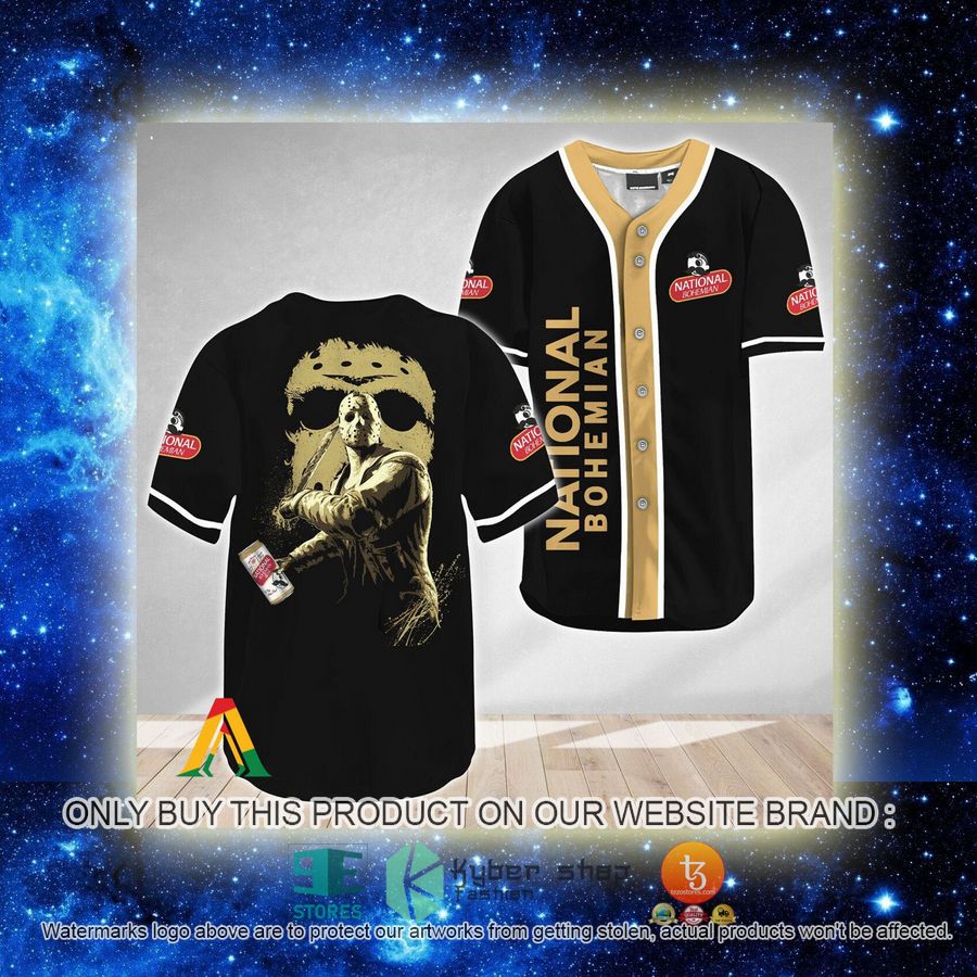 NEW Jason Voorhees Friday The 13th National Bohemian Baseball Shirt 2 jason voorhees friday the 13th national bohemian baseball jersey 2 51689