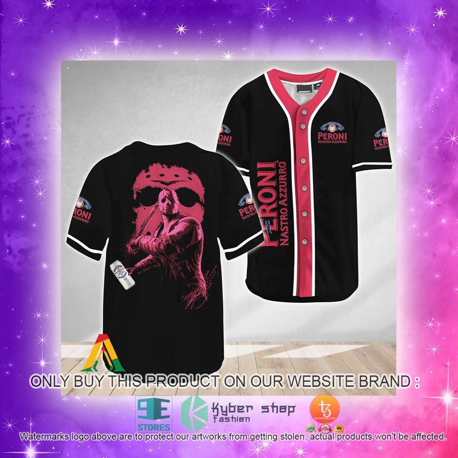 NEW Jason Voorhees Friday The 13th Peroni Beer Baseball Shirt 4 jason voorhees friday the 13th peroni beer baseball jersey 4 14455