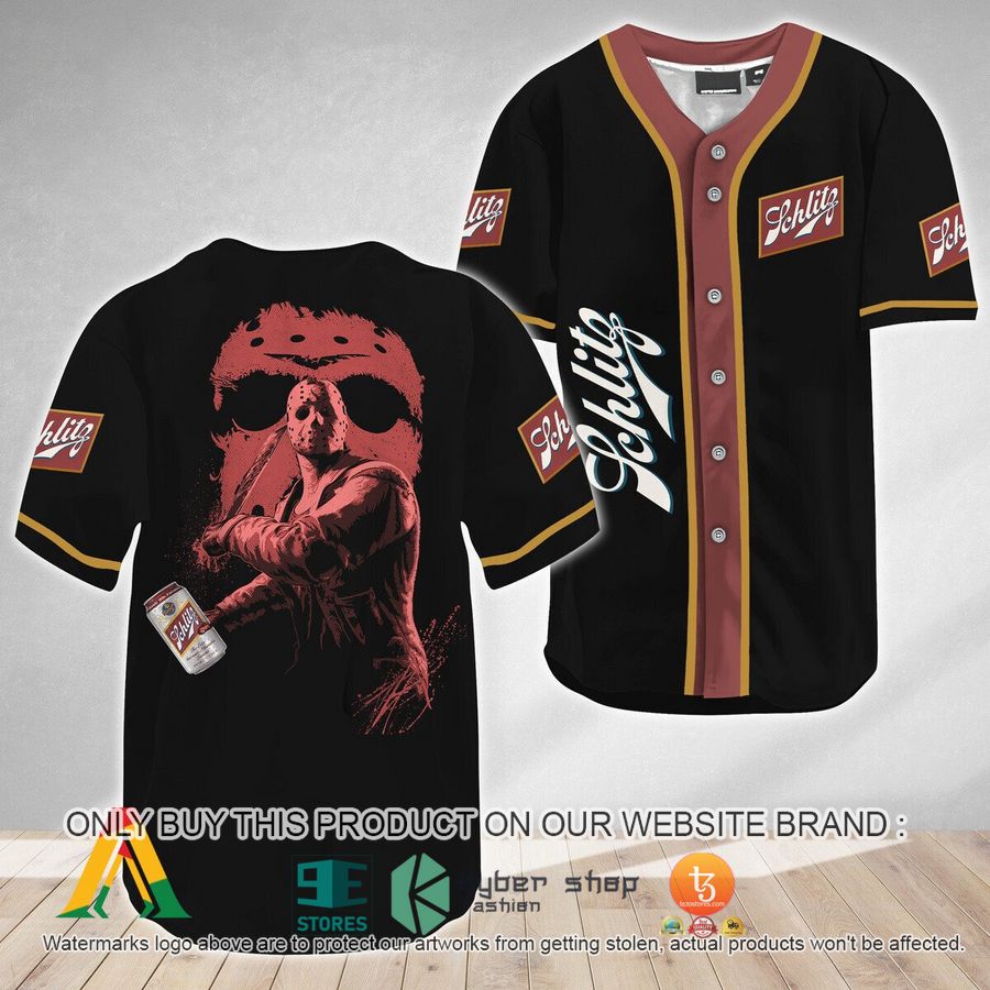 jason voorhees friday the 13th schlitz beer baseball jersey 1 5313