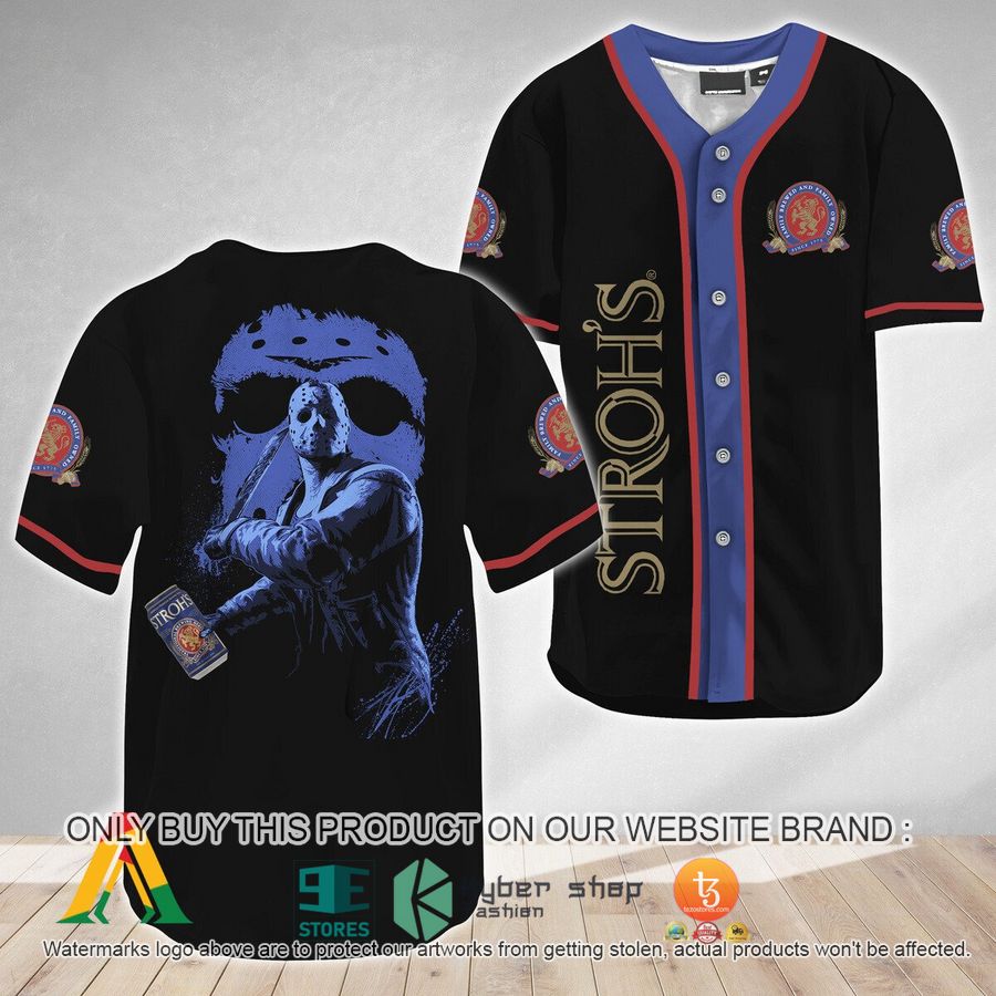 NEW Jason Voorhees Friday The 13th Stroh's Beer Baseball Shirt 1 jason voorhees friday the 13th strohs beer baseball jersey 1 91861