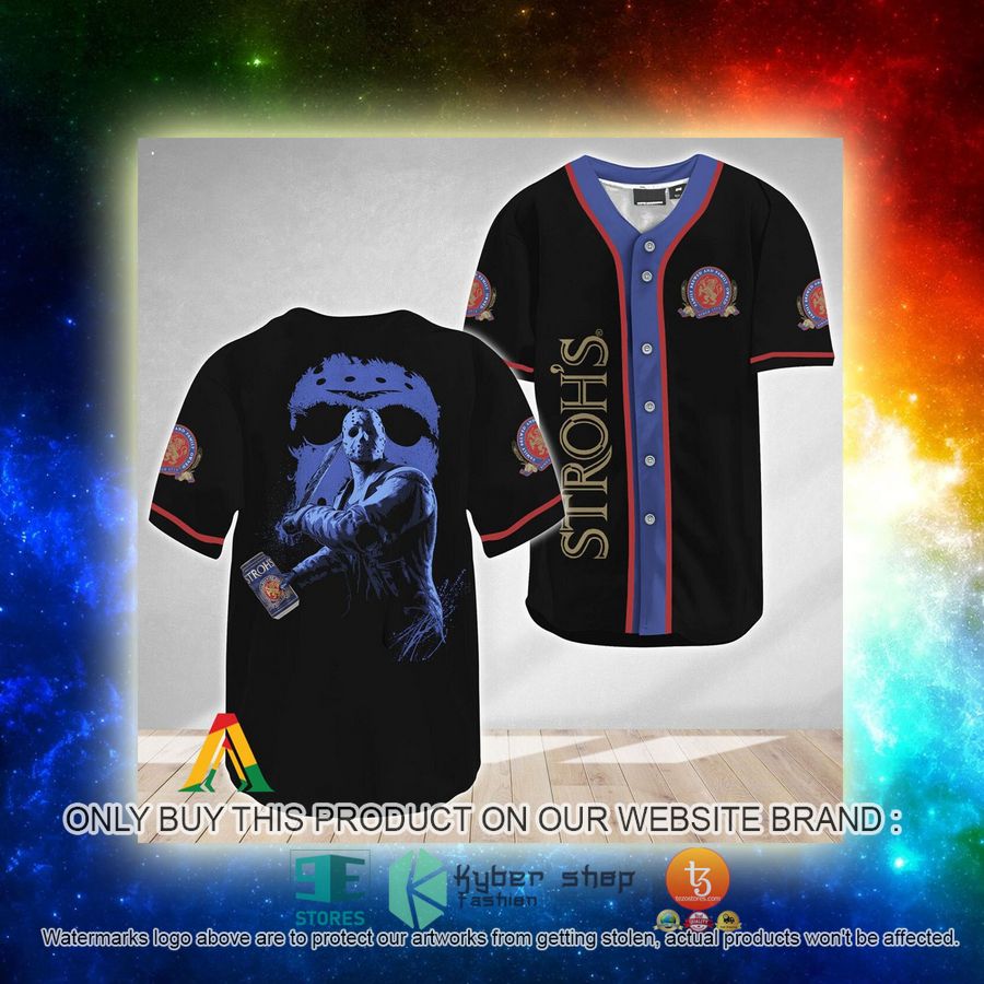 NEW Jason Voorhees Friday The 13th Stroh's Beer Baseball Shirt 3 jason voorhees friday the 13th strohs beer baseball jersey 3 90846