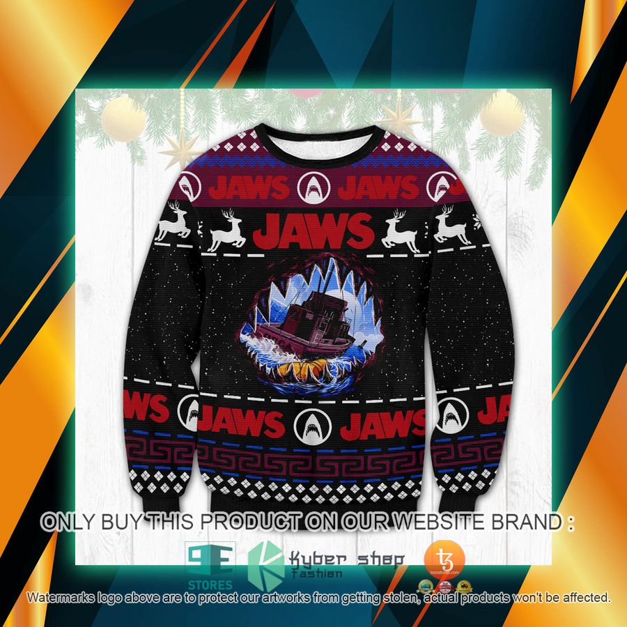 jaws shark christmas ugly sweater 1 4952