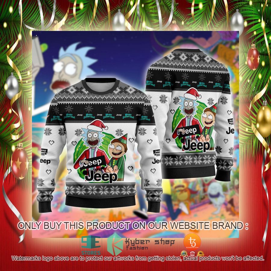 NEW Jeep Car Rick and Morty Sweatshirt 2 jeep car rick and morty ugly christmas sweater 2 54427