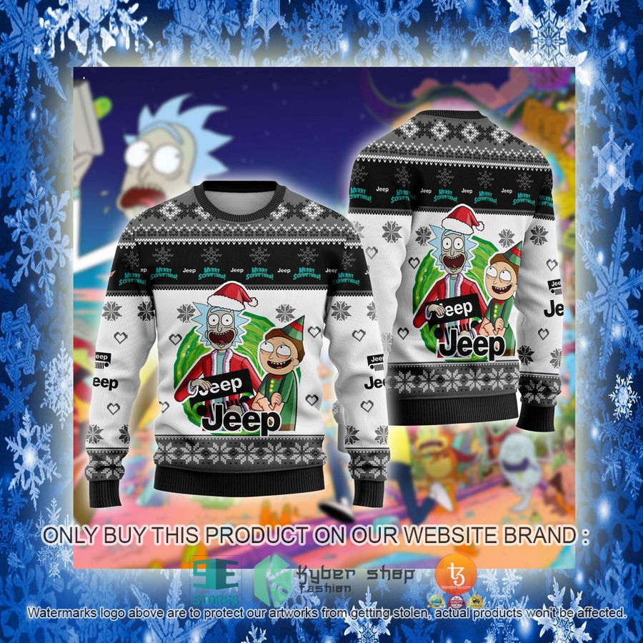 NEW Jeep Car Rick and Morty Sweatshirt 3 jeep car rick and morty ugly christmas sweater 3 13080