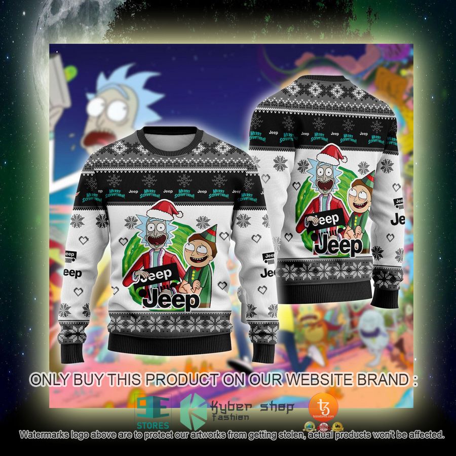 NEW Jeep Car Rick and Morty Sweatshirt 4 jeep car rick and morty ugly christmas sweater 4 90857