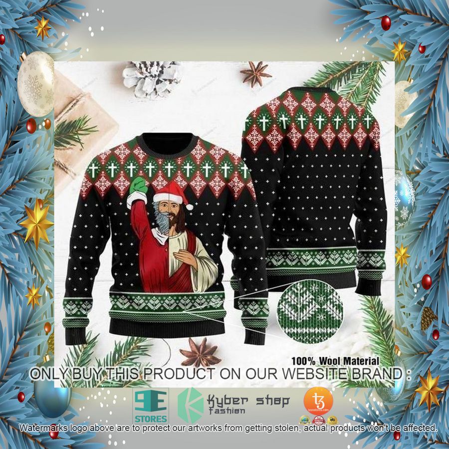 HOT Jesus And Santa Claus Ugly Christmas Sweater 2 jesus and santa claus ugly christmas sweater 2 47783