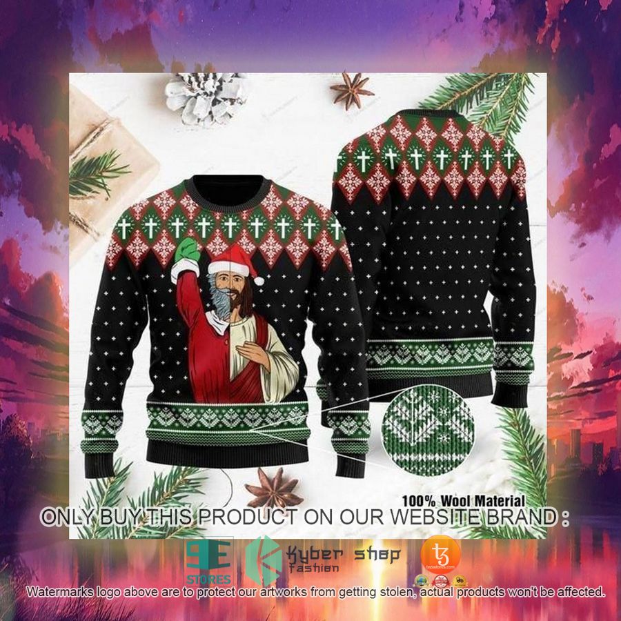 HOT Jesus And Santa Claus Ugly Christmas Sweater 3 jesus and santa claus ugly christmas sweater 3 80858