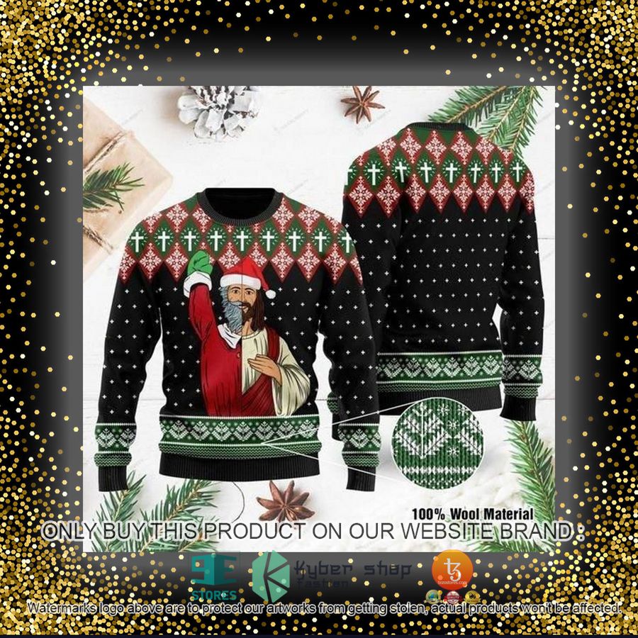HOT Jesus And Santa Claus Ugly Christmas Sweater 4 jesus and santa claus ugly christmas sweater 4 12920
