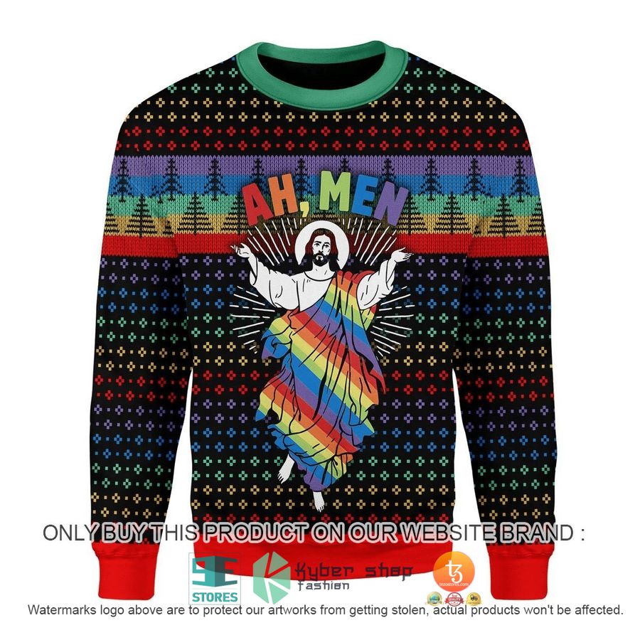 jesus lgbt ah men christmas ugly sweater 1 4863