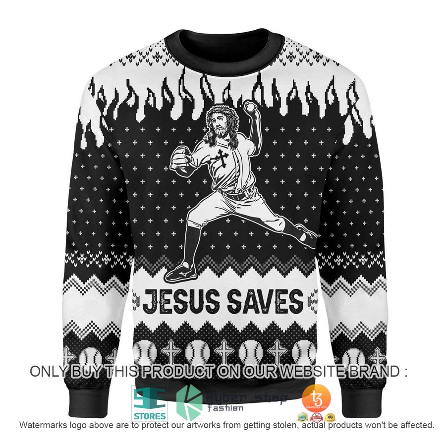 jesus saves baseball christmas ugly sweater 1 61131