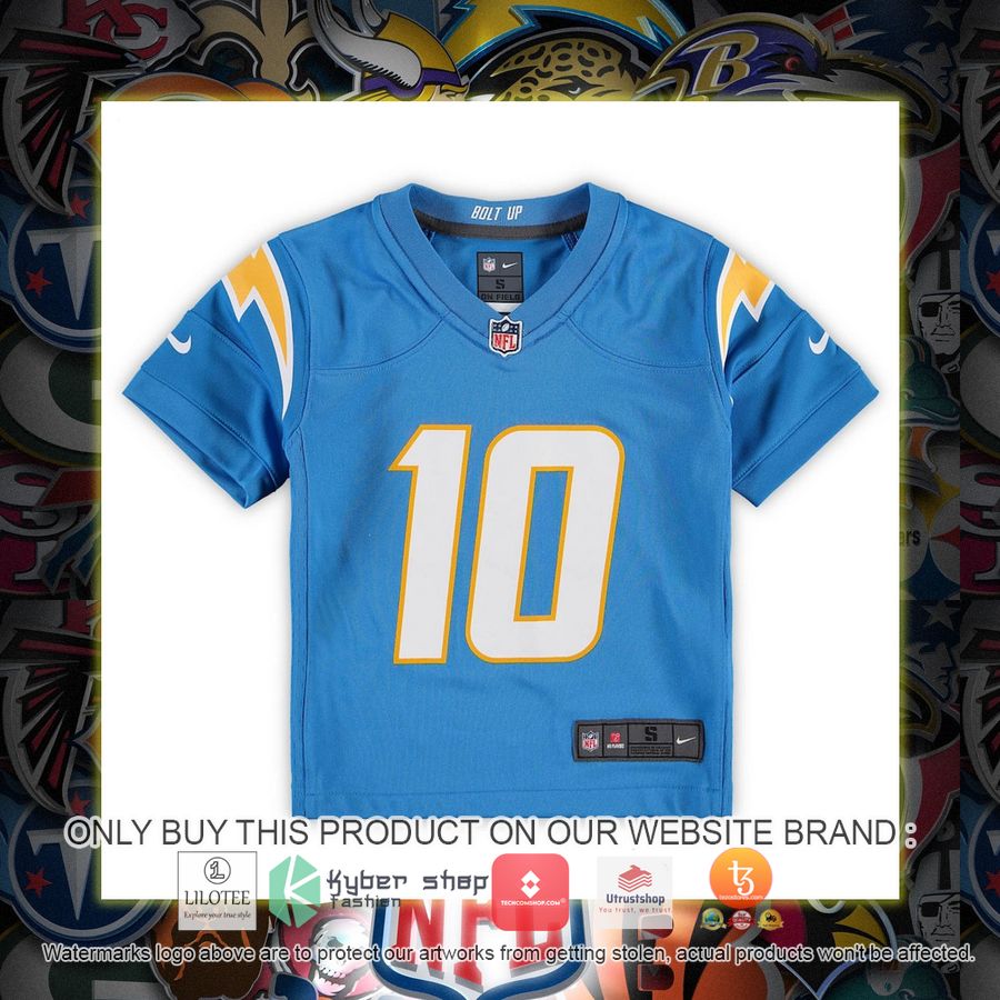 HOT Justin Herbert Los Angeles Chargers Nike Preschool Powder Blue Football Jersey Shirt 2 justin herbert los angeles chargers nike preschool powder blue football jersey 2 16715