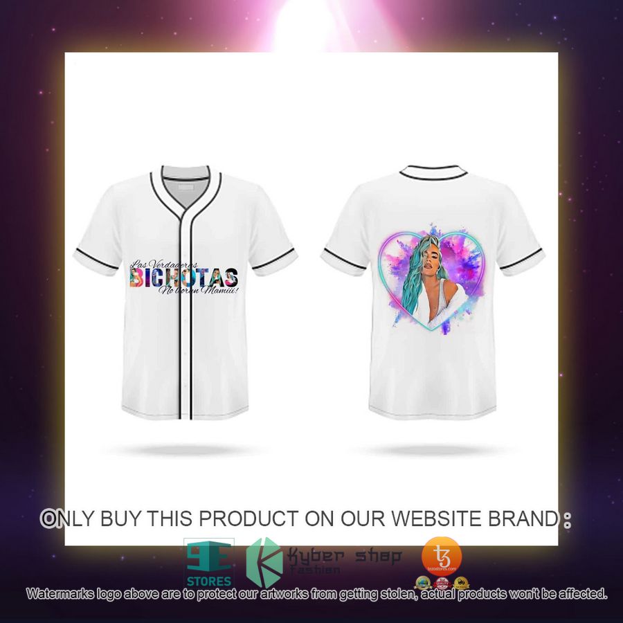 NEW Karol G Bichotas white Baseball Shirt 2 karol g bichotas white baseball jersey 2 29051