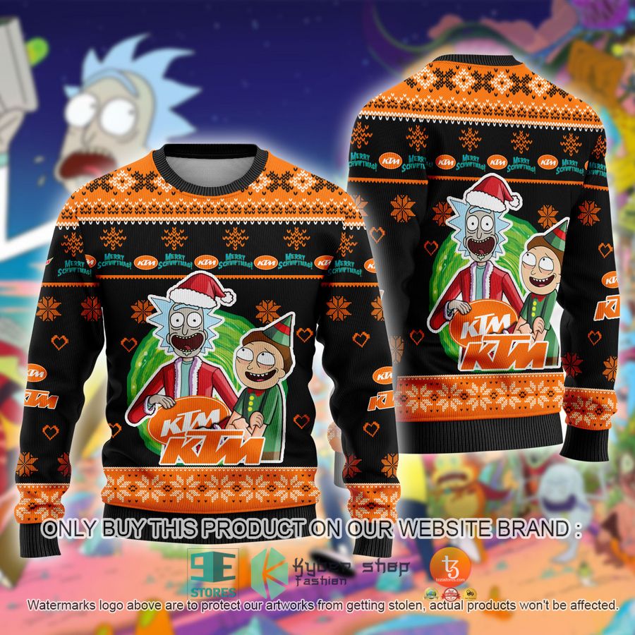 NEW KTM Car Rick and Morty Sweatshirt 1 ktm car rick and morty ugly christmas sweater 1 3096