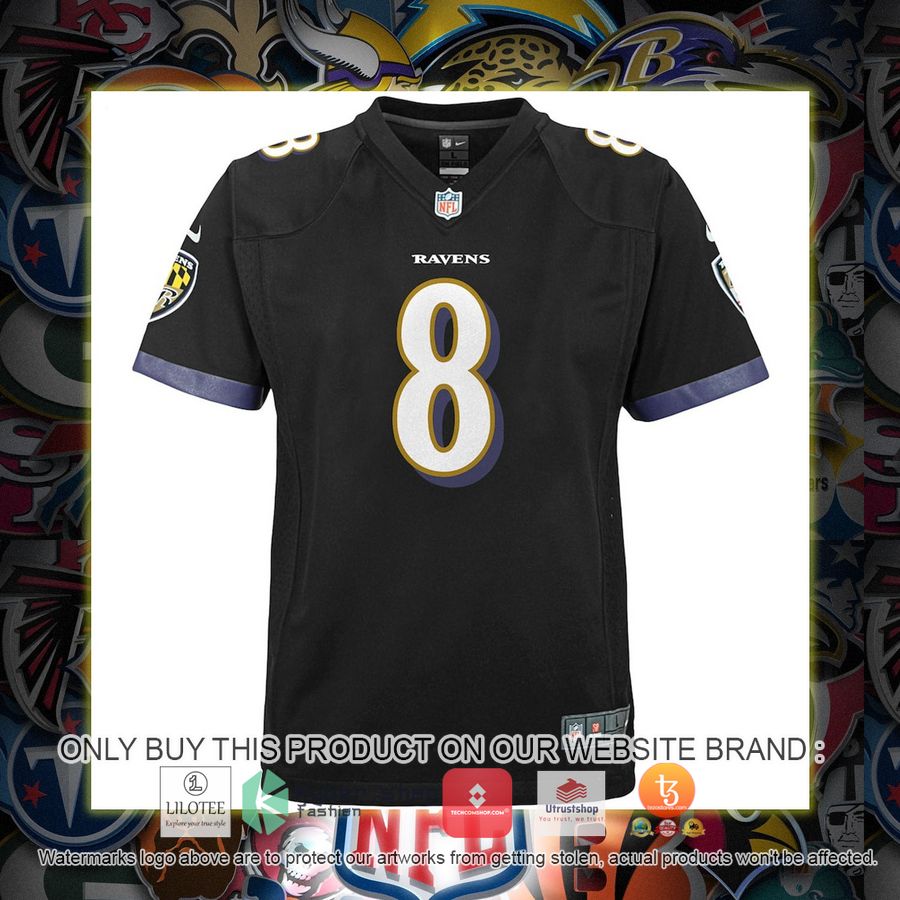 HOT Lamar Jackson Baltimore Ravens Nike Youth Black Football Jersey Shirt 2 lamar jackson baltimore ravens nike youth black football jersey 2 3366
