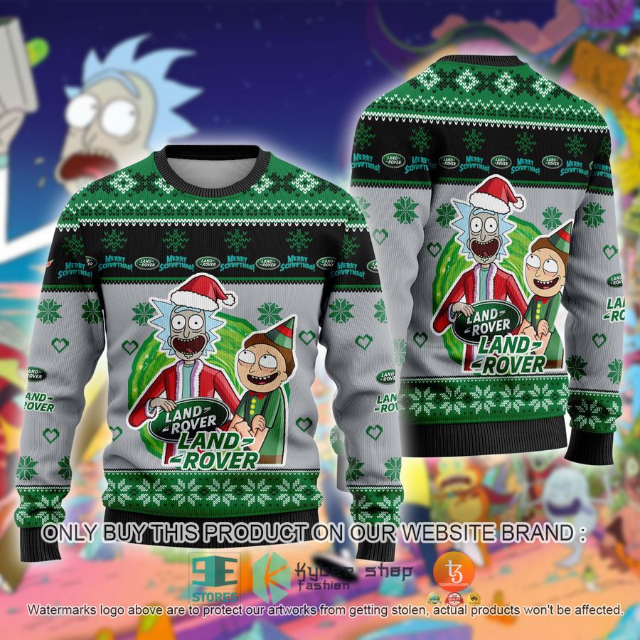 land rover car rick and morty ugly christmas sweater 1 13403