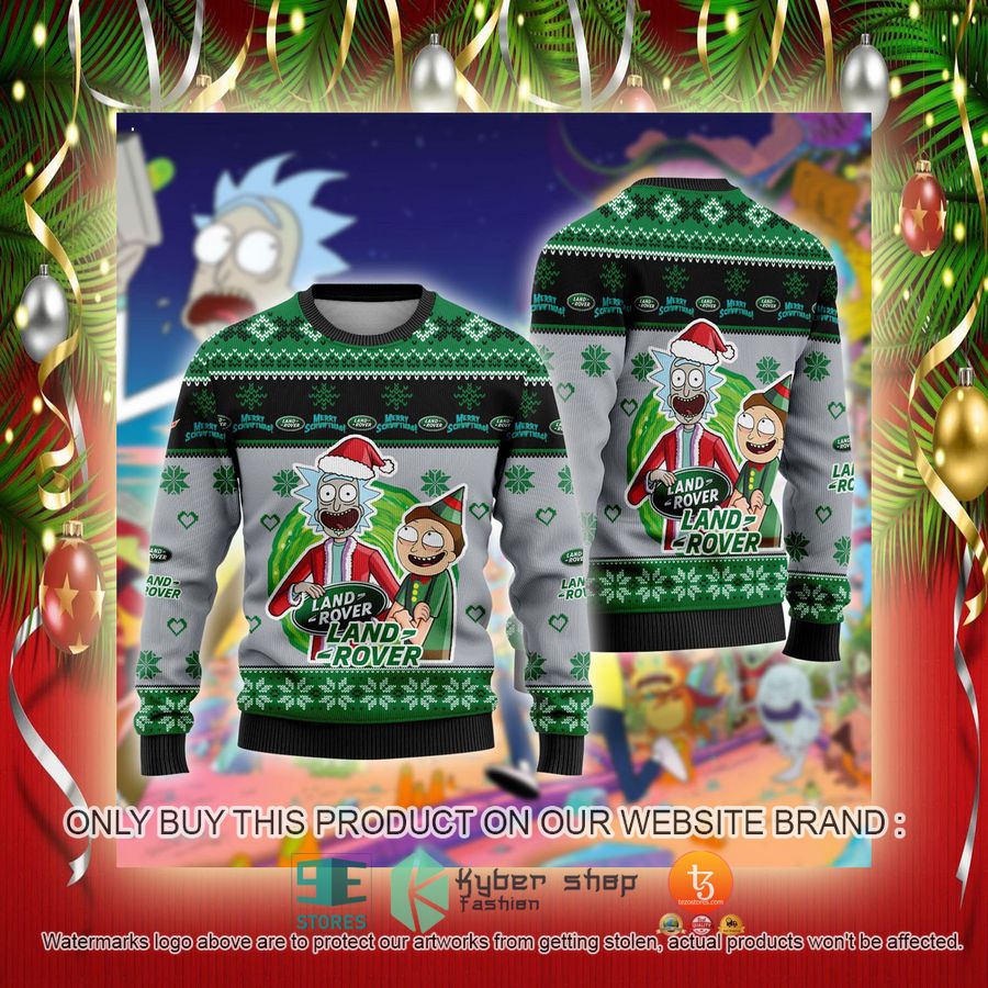 NEW Land Rover Car Rick and Morty Sweatshirt 2 land rover car rick and morty ugly christmas sweater 2 40552
