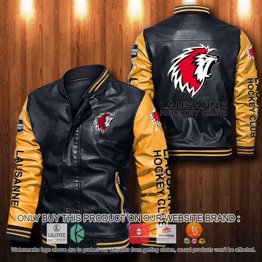 HOT Lausanne Hockey Club Leather Bomber Jacket 6 lausanne hockey club leather bomber jacket 6 45778