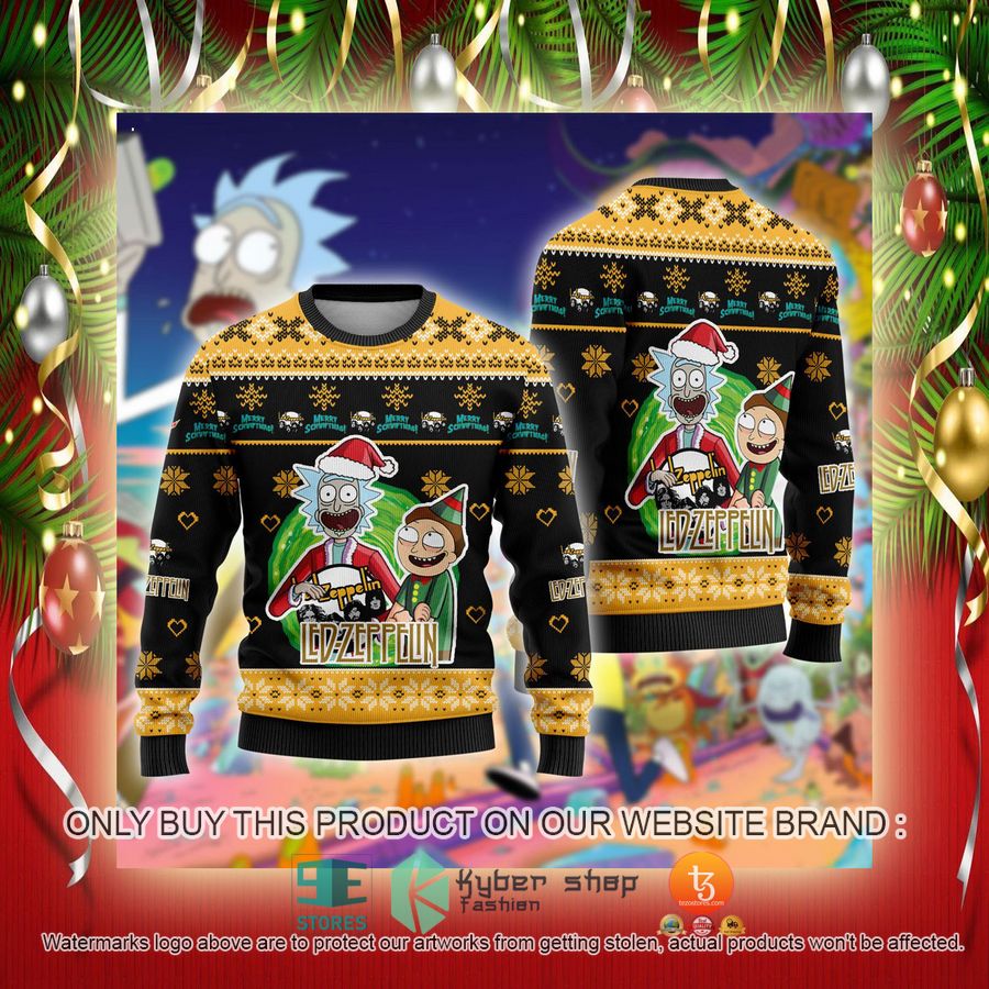 NEW Led Zeppelin Band Rick and Morty Sweatshirt 2 led zeppelin band rick and morty ugly christmas sweater 2 72213