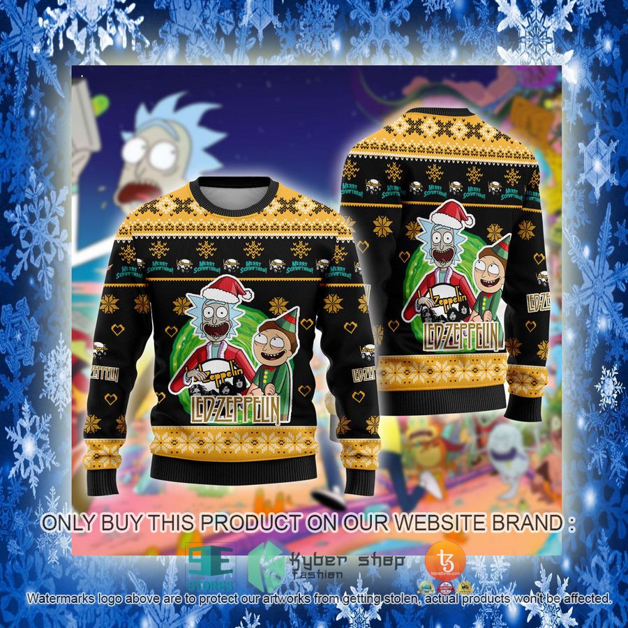 NEW Led Zeppelin Band Rick and Morty Sweatshirt 3 led zeppelin band rick and morty ugly christmas sweater 3 61174